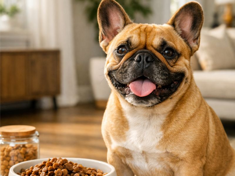 Happy healthy French Bulldog after following a balanced diet