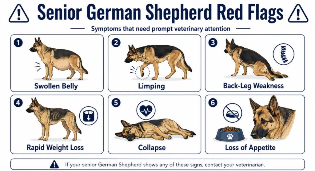 Senior German Shepherd warning signs that may need a vet visit