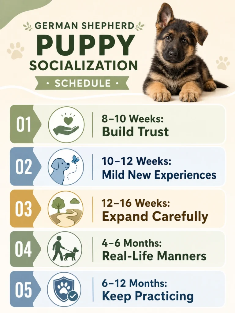 German Shepherd puppy socialization schedule by age