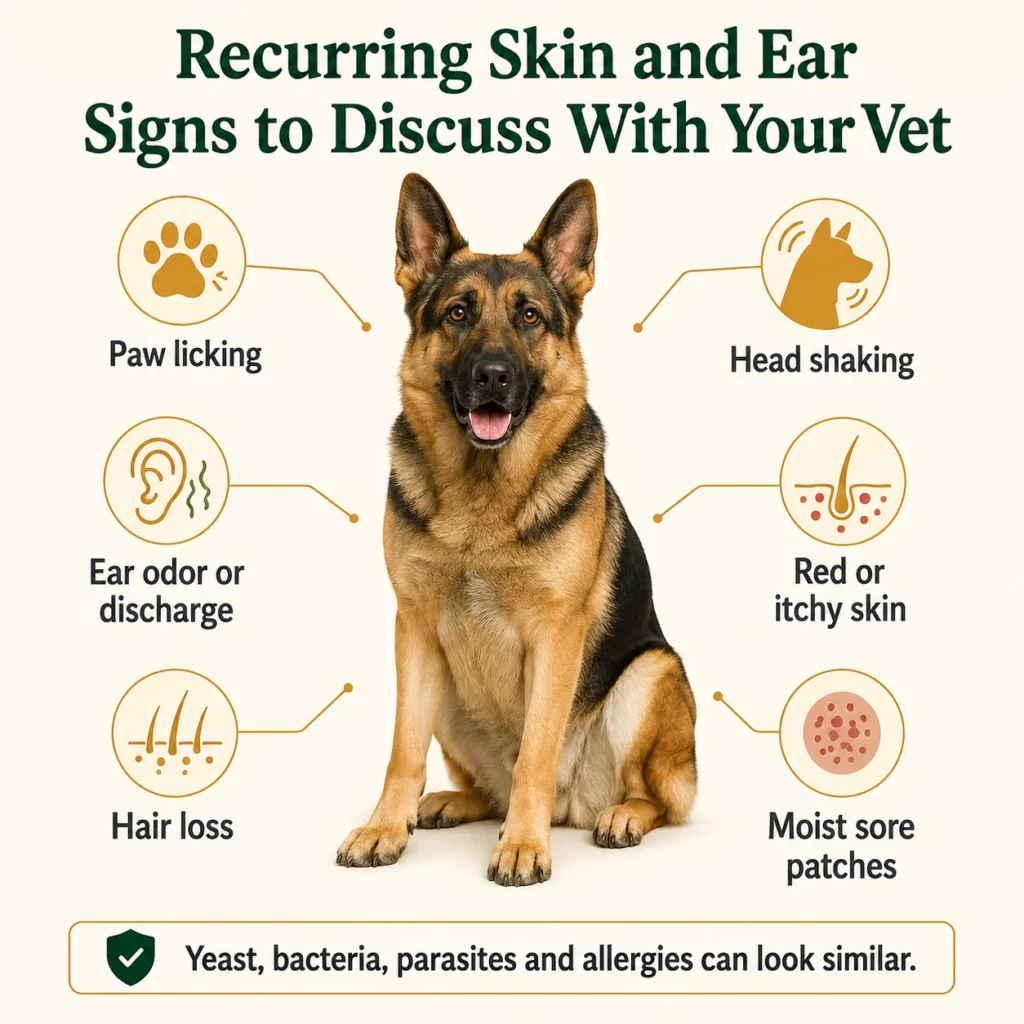 Recurring skin and ear symptoms in a German Shepherd