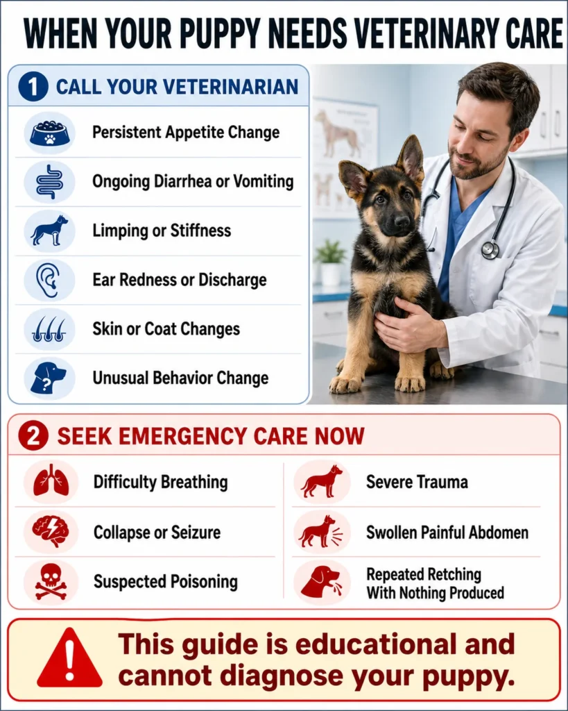How to Take Care of a German Shepherd Puppy: 12 Essential Steps Veterinary and emergency warning signs that German Shepherd puppy owners should recognize.