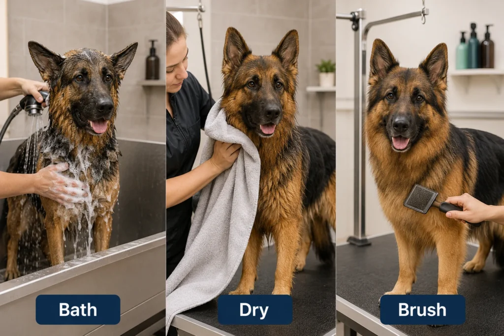 Can You Shave a German Shepherd? What Owners Should Know Before Using Clippers German Shepherd bath and drying routine for coat care