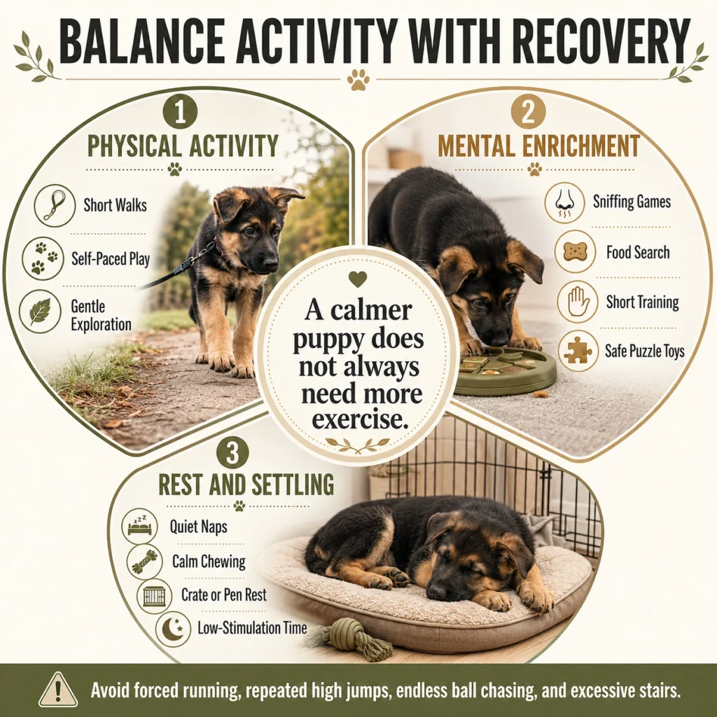 German Shepherd Puppy Daily Routine: A Realistic Schedule by Age Balanced German Shepherd puppy routine combining physical activity, mental enrichment, and quiet rest.