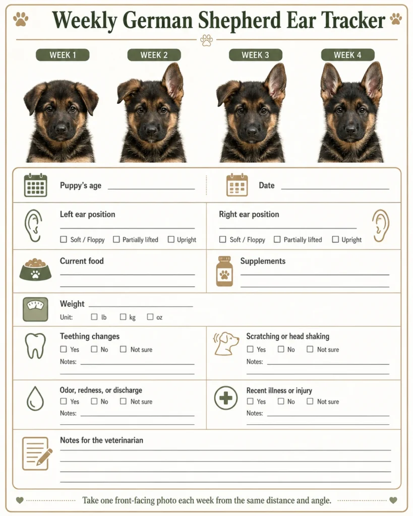 When Do German Shepherds Ears Stand Up? Complete Puppy Ear Guide Weekly German Shepherd puppy ear development tracking checklist