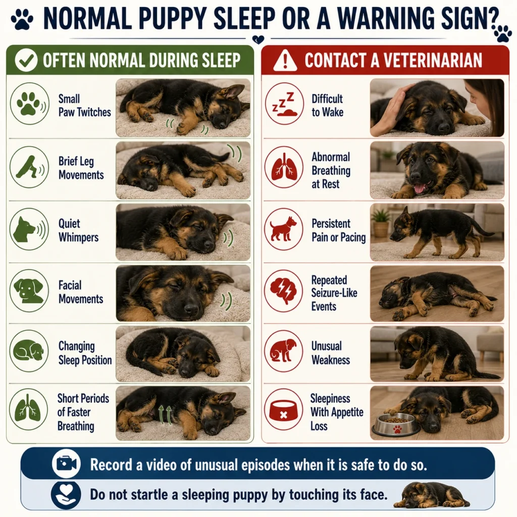 German Shepherd Puppy Sleep Schedule: Naps and Bedtime by Age Normal German Shepherd puppy sleep behaviors compared with signs that may need veterinary attention.