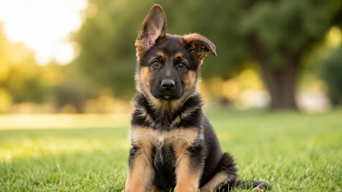 When Do German Shepherds Ears Stand Up German Shepherd puppy with one ear standing and one ear slightly floppy