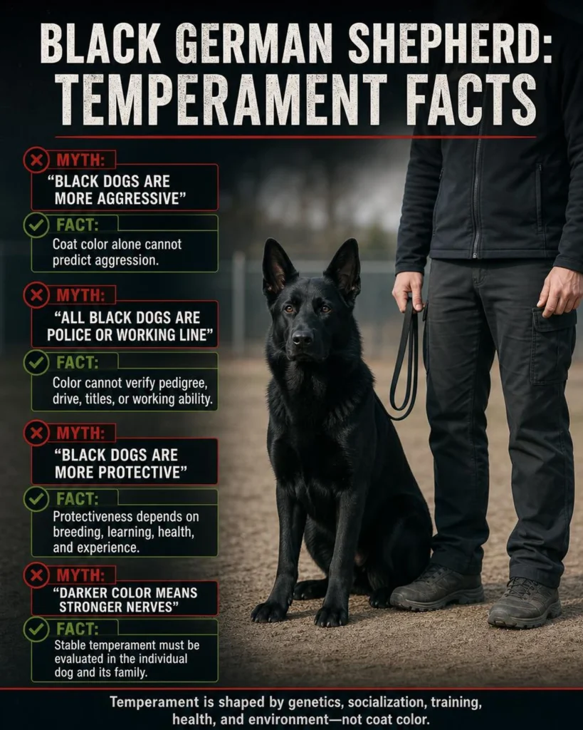 Black German Shepherd: Genetics, Temperament, Puppy Care, and Facts Temperament myths and facts about solid-black German Shepherds