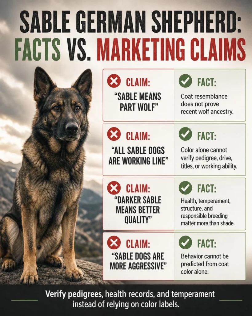 Sable German Shepherd: Color, Genetics, Temperament, and Care Sable German Shepherd myths and facts about wolves, working lines, quality, and aggression