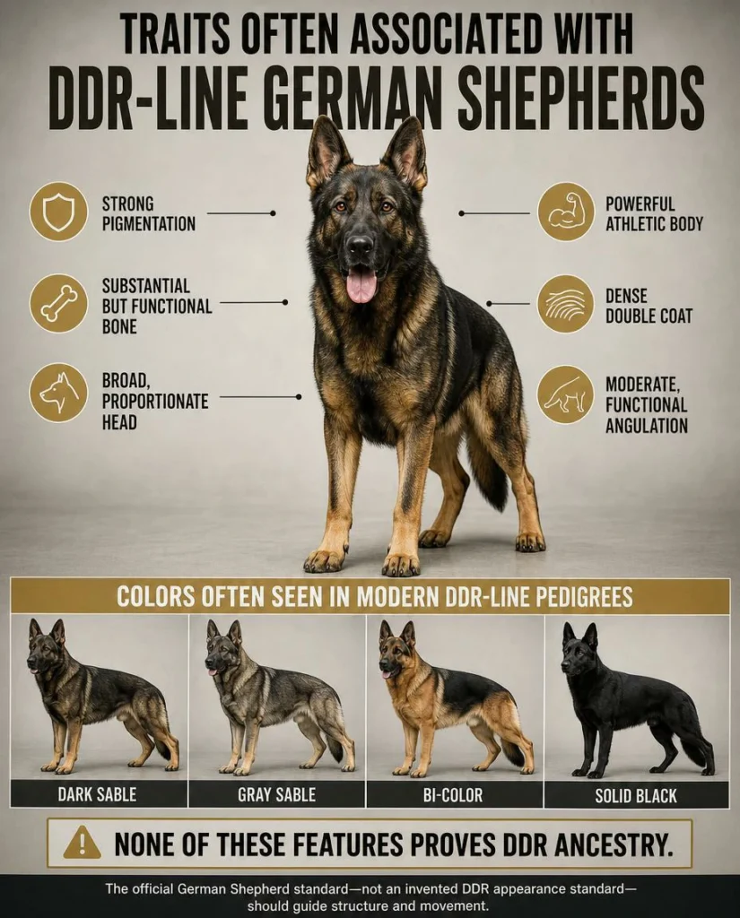 DDR German Shepherd: History, Traits, Temperament, and Buyer Guide Dark sable, gray sable, bi-color, and solid-black coats associated with some DDR-line German Shepherds
